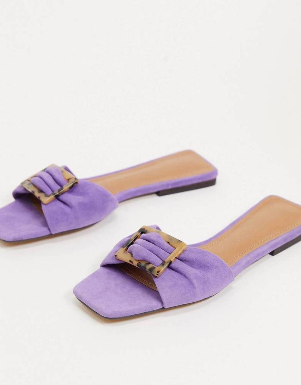 Who What Wear Margaruite Tortoise Buckle Purple Suede Slide Sandals • Size 6 🔴